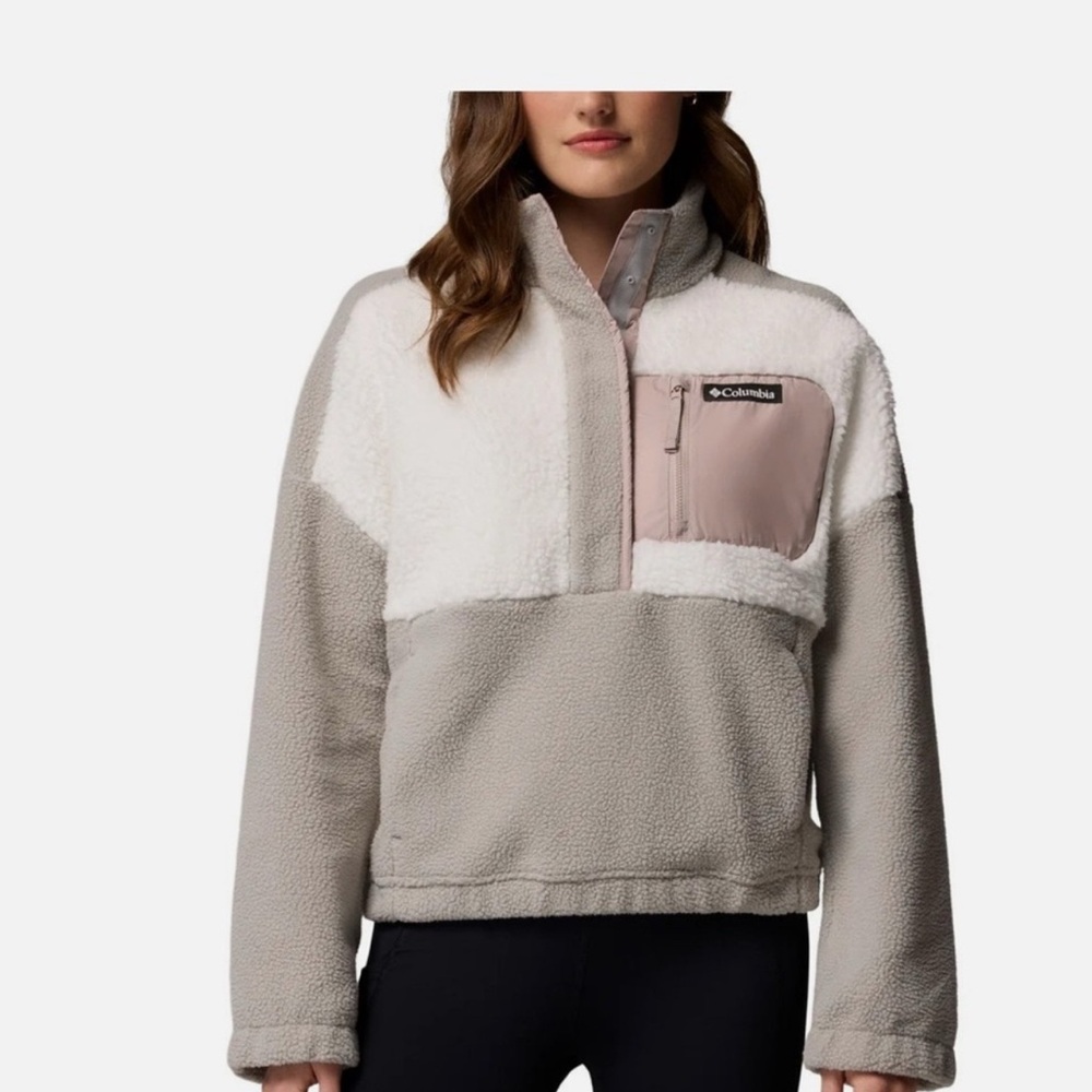 Columbia Women's Fleece Jacket - Cream and Gray